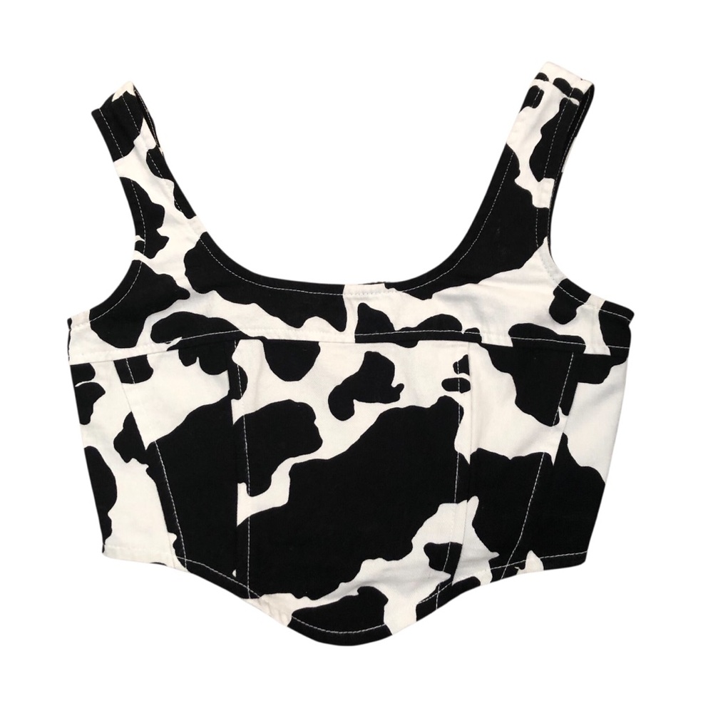 Cow Print Crop Top with Straps Size M Western Indie Festival